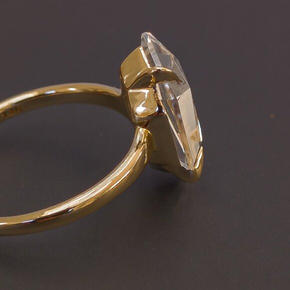 Alexis Bittar 14K Yellow Gold Rock Crystal “Kite” Ring Size 7 - Picture 5 of 9